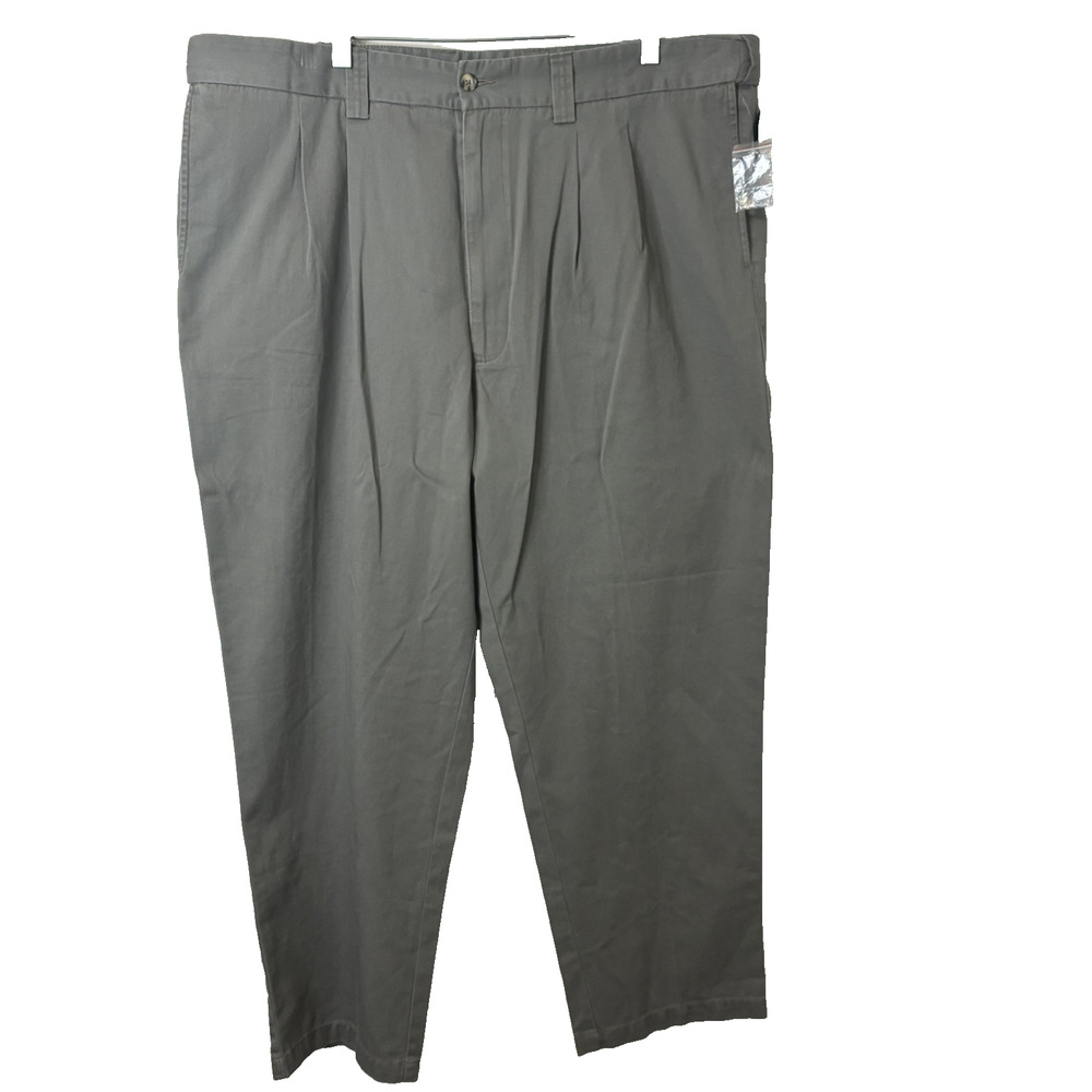 Harbor Bay NWT Men's Pleated 100% Cotton Gray Dress Pants Size 42X30